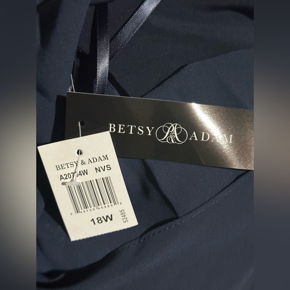 Betsy & Adams Elegant Navy Silver Cold Shoulder Drop Waist Dress Plus Sizes, NEW - Picture 12 of 14